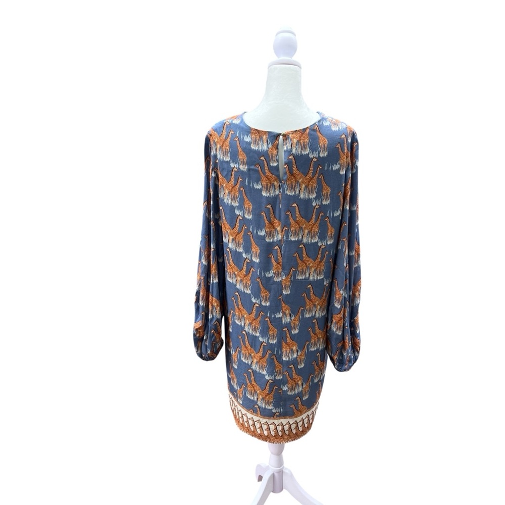 Corey Lynn Calter Blue and Orange Giraffe Print Sheath Dress Size Medium - Picture 3 of 9